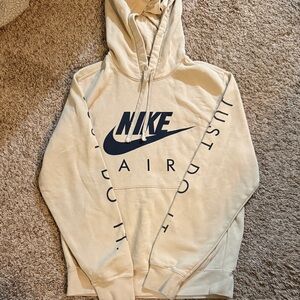 Nike Men's Beige Hoodie with Navy Accents